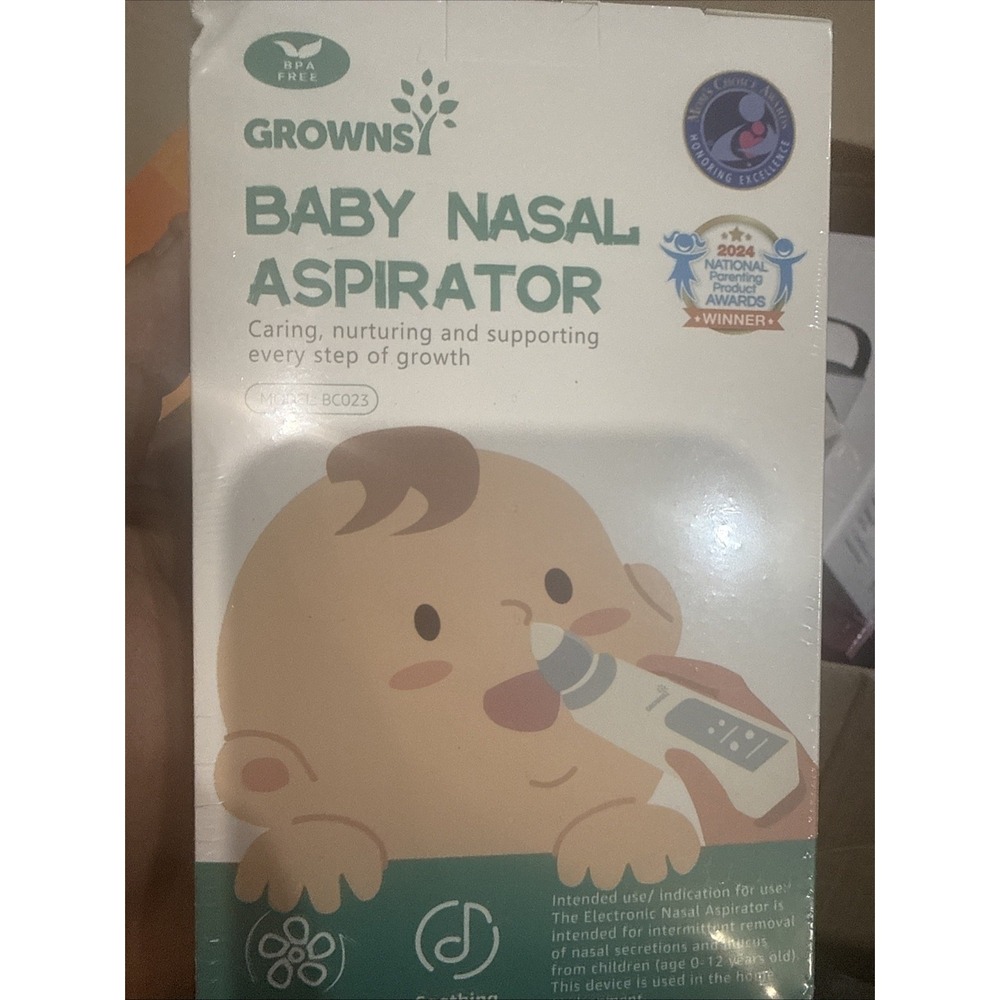 GROWNSY Nasal Aspirator for Baby Built-in Music & Light Soothing GRAY